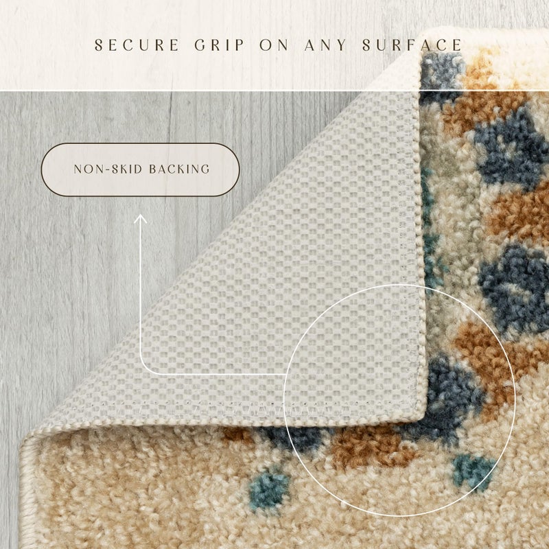 Maples Rugs Reggie Floral Kitchen Rug - Made in USA - Washable, Non Slip Indoor Carpet for Entryway, Foyer, Kitchen, and Bathroom, 2'6 x 3'10, Beige - Image 5